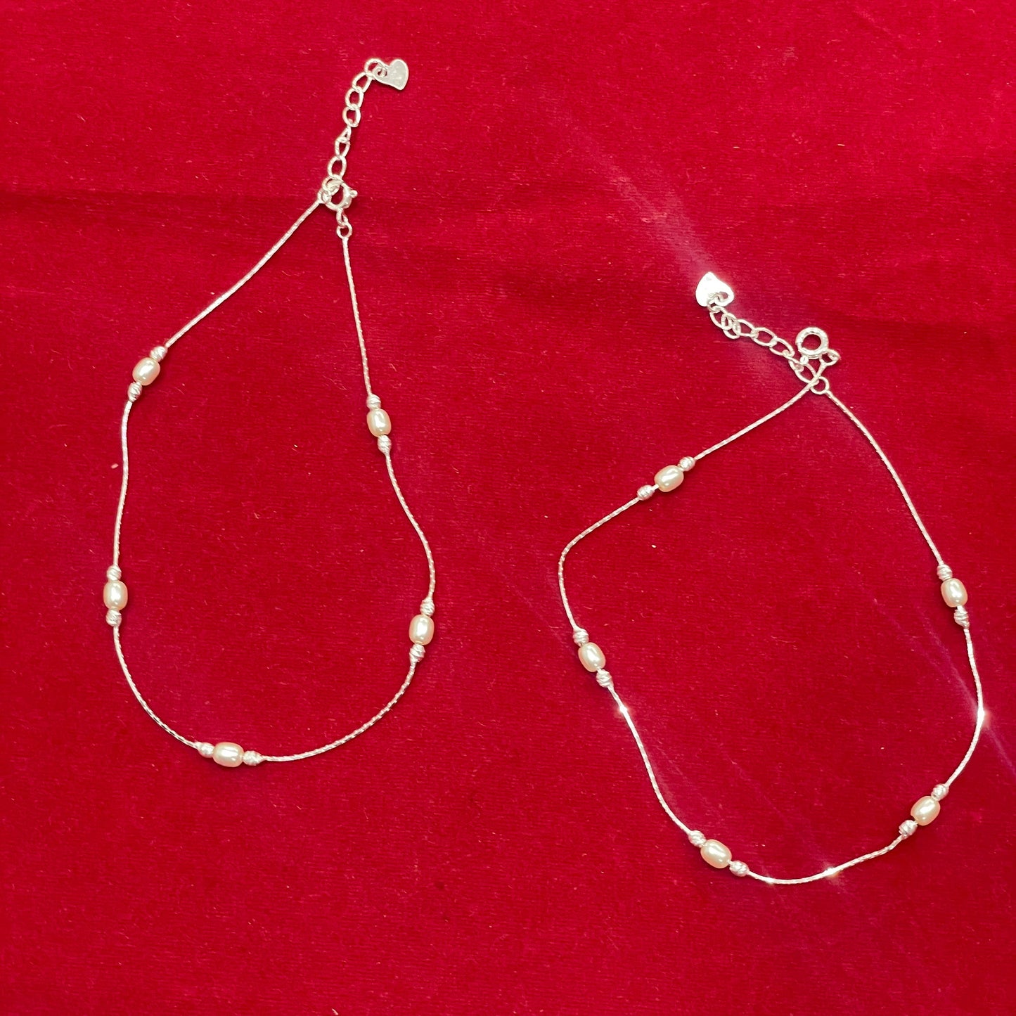 92.5 Sterling Silver Anklet for Women - Pair