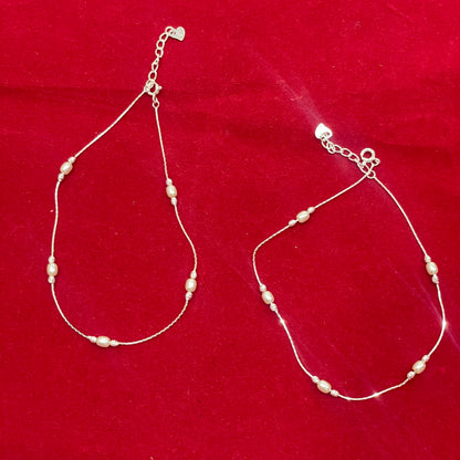 92.5 Sterling Silver Anklet for Women - Pair