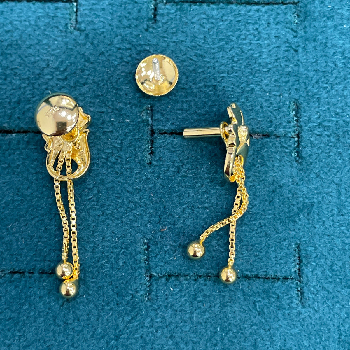 92.5 Silver Gold Plated Earrings for Women | Classy Floral Tassel Hanging Design pair