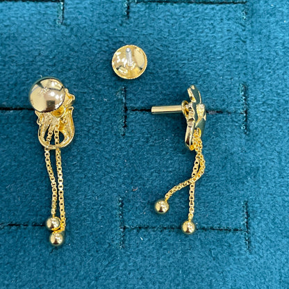 92.5 Silver Gold Plated Earrings for Women | Classy Floral Tassel Hanging Design pair