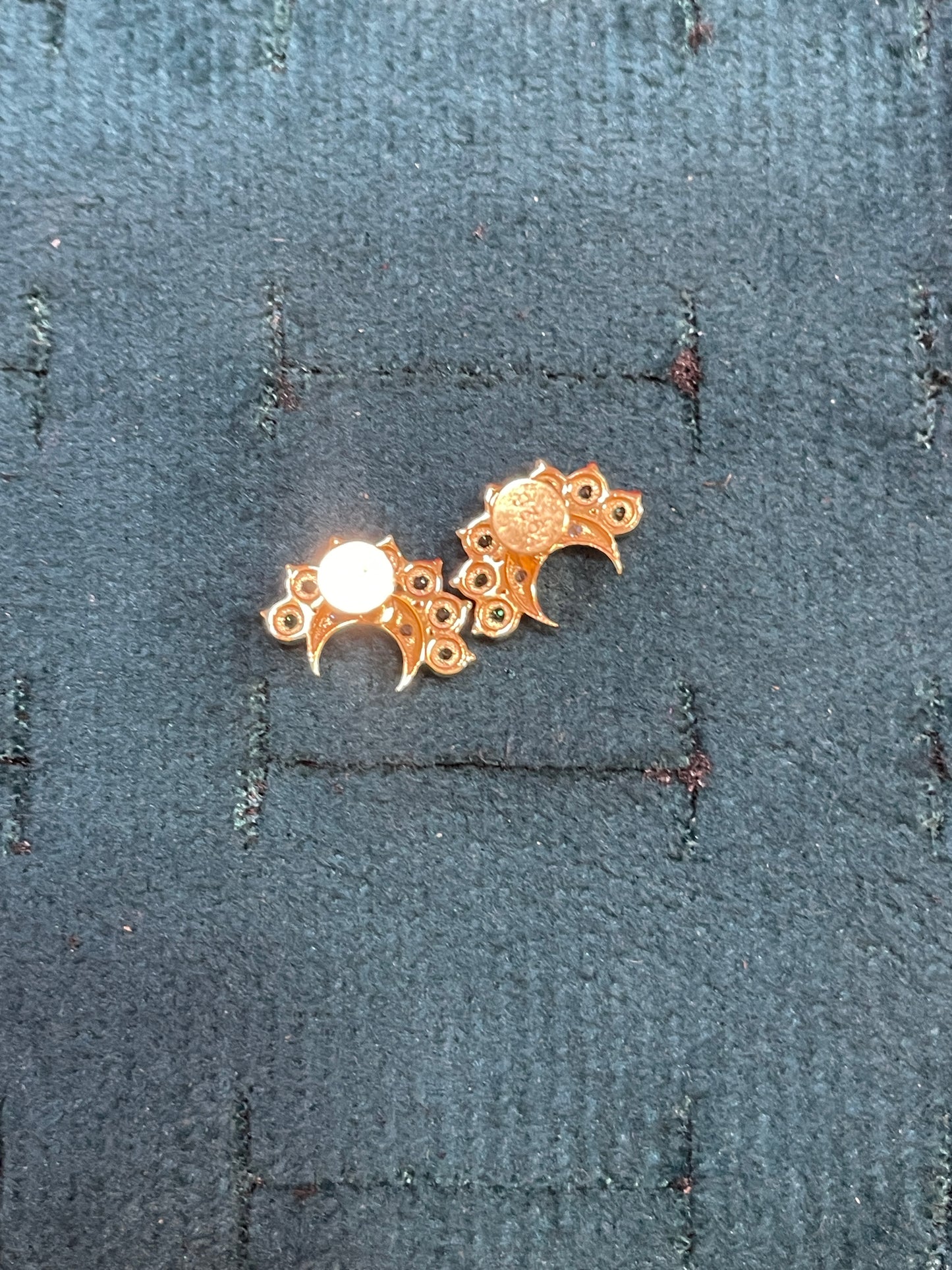 925 Silver Gold Plated Half Moon Studs