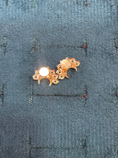925 Silver Gold Plated Half Moon Studs