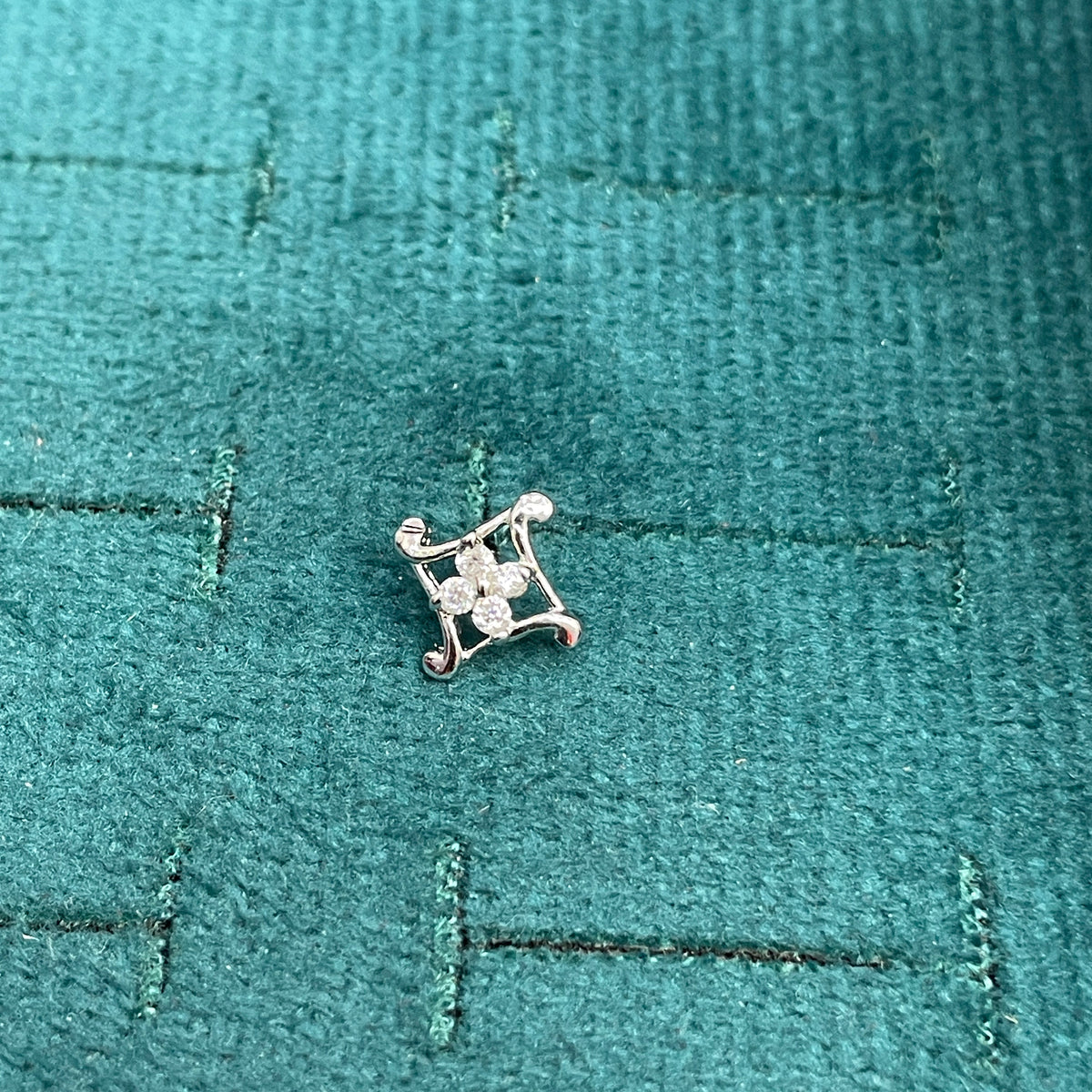 92.5 Sterling Silver CZ Cluster Open Square Frame Stud Earrings for Women pair