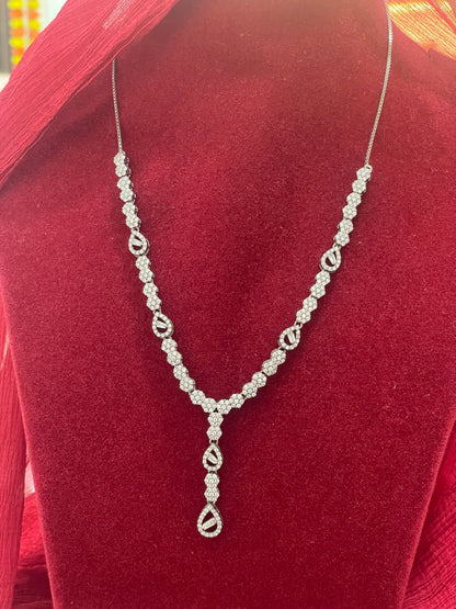92.5 Silver White Stone Classy Necklace for Women 20 Inches | Stylish Elegant Design | Premium Jewellery