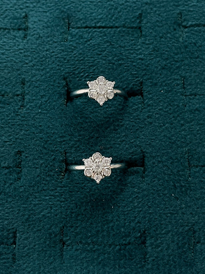 92.5 Silver Star CZ Adjustable Toe Rings for Women | Snowflake Cluster Design