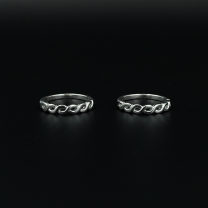 92.5 Silver Twist Toe Rings | Stylish Modern Design | Elegant Foot Jewellery