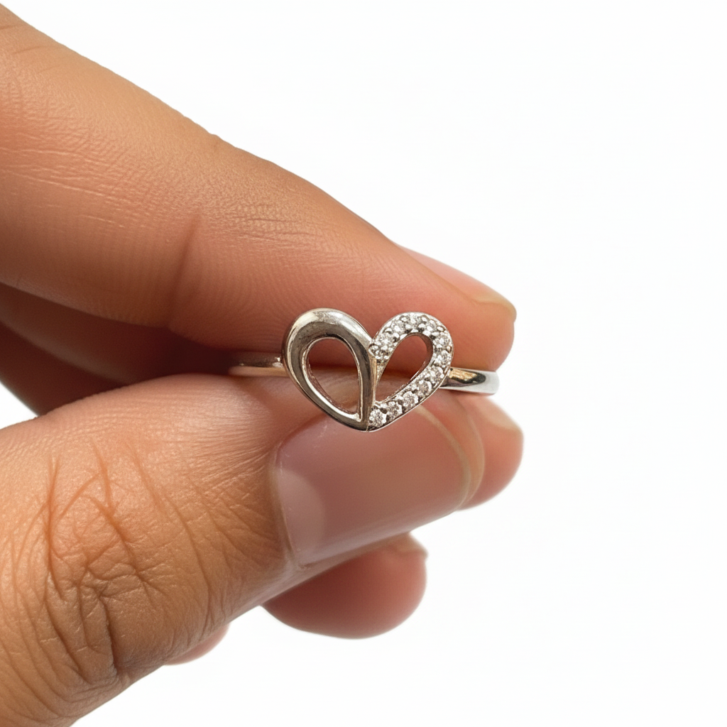 92.5 Silver Heart Ring for Women Size 8 | Stylish Elegant Love Design | Gift Jewellery