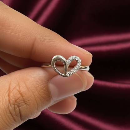 92.5 Silver Heart Ring for Women Size 8 | Stylish Elegant Love Design | Gift Jewellery