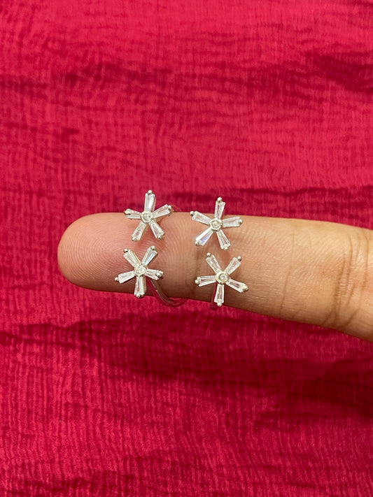 92.5 Silver Flower Toe Rings | Minimal Floral Design | Jewellery