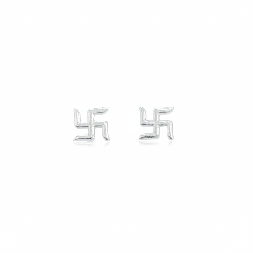 92.5 Silver Swastik small Second Studs | Stylish Spiritual Design | Elegant Jewellery pair