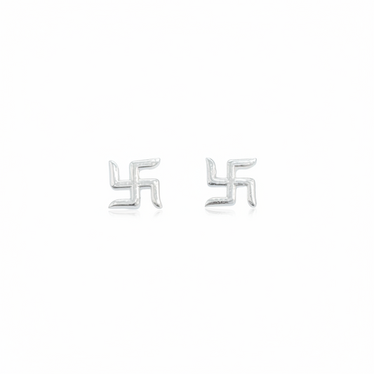 92.5 Silver Swastik small Second Studs | Stylish Spiritual Design | Elegant Jewellery pair