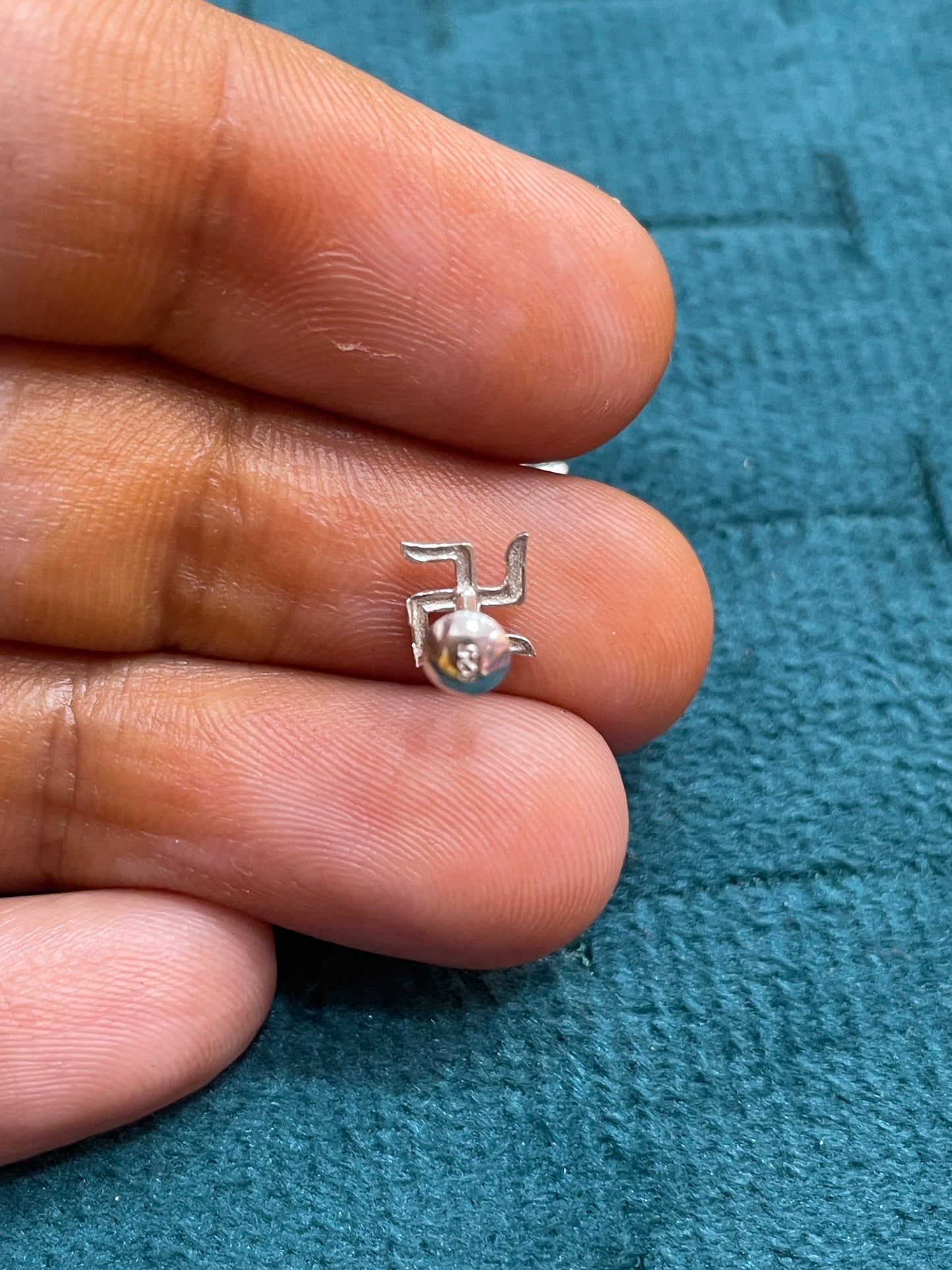 92.5 Silver Swastik Second Studs | Stylish Spiritual Design | Elegant Jewellery