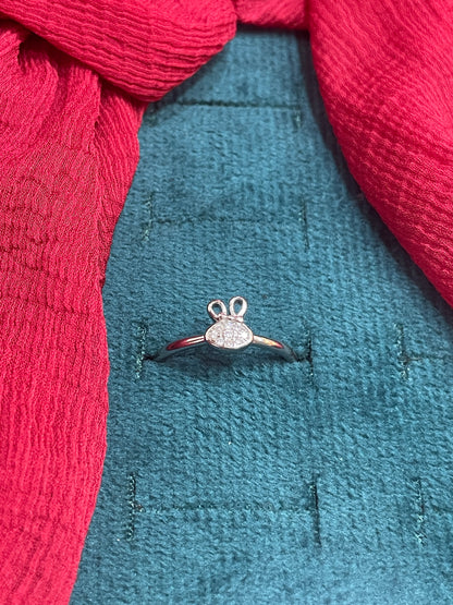 92.5 Silver Bunny Ring for Women Size 17 | Stylish Cute Design | Playful Fashion Jewellery
