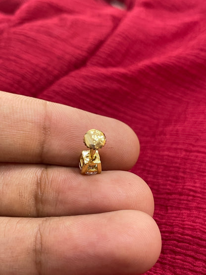 92.5 Silver Gold Plated Stud Earrings for Women | Stylish Minimal Design | Elegant Jewellery