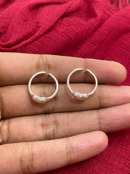 92.5 Silver Heart Toe Rings for Women | Stylish Cute Design | Adjustable Daily Wear Jewellery