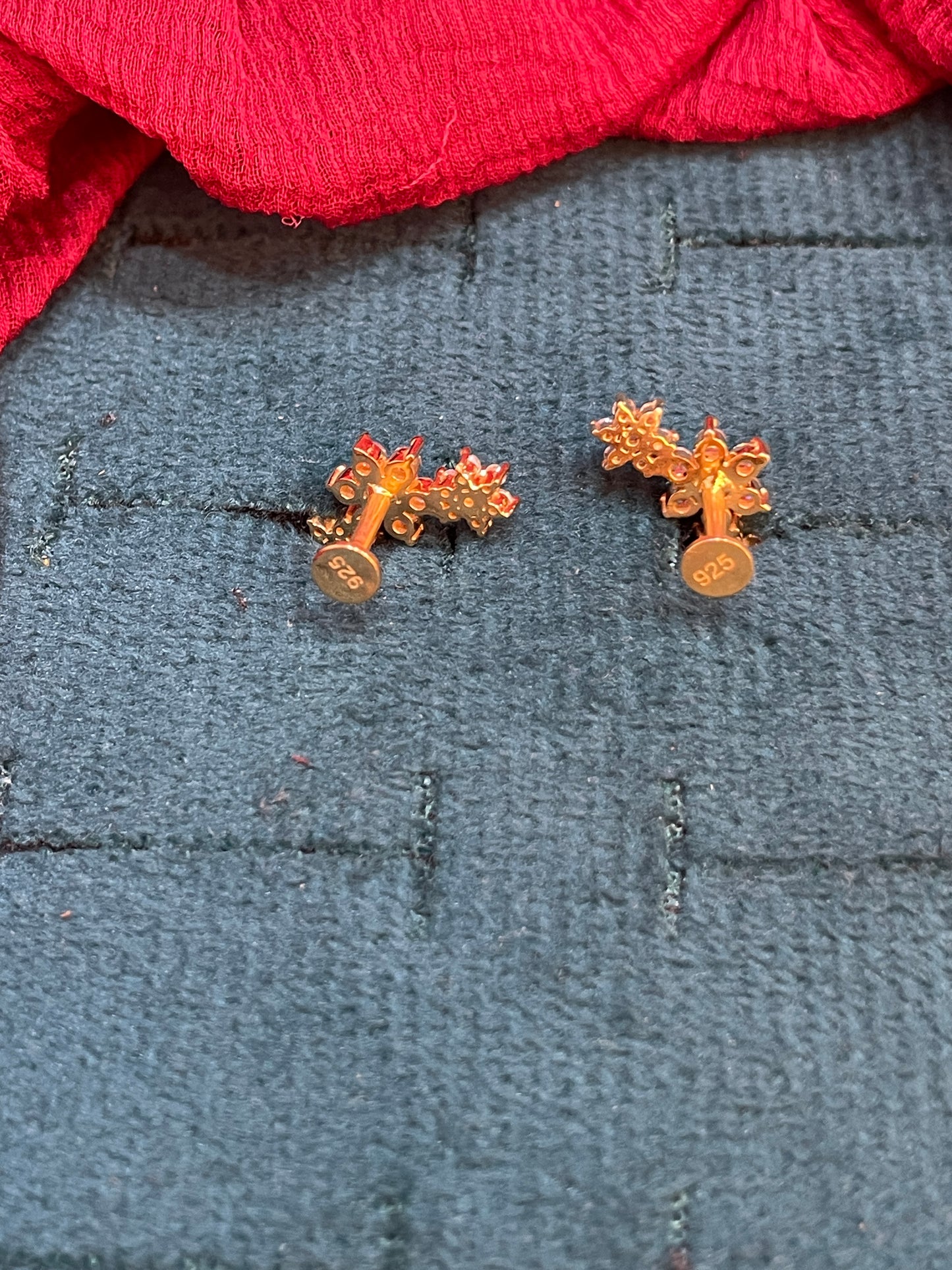 925 Silver Gold Plated Flower Studs