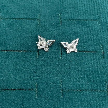 92.5 Silver White Stone Butterfly Studs | Elegant Floral Design | Jewellery pair