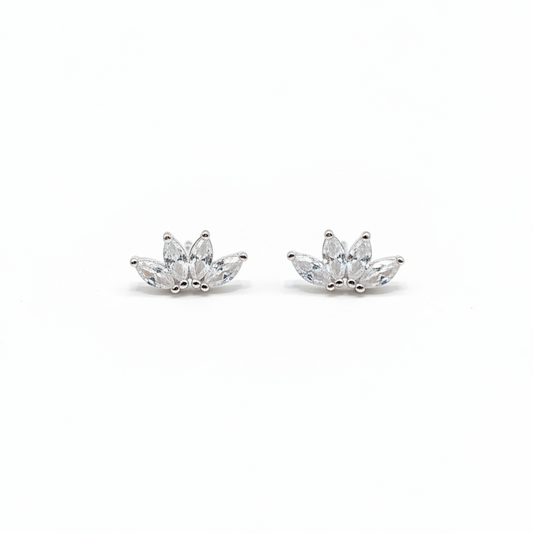 925 Silver 4 Petal Helix Studs -  Ball back