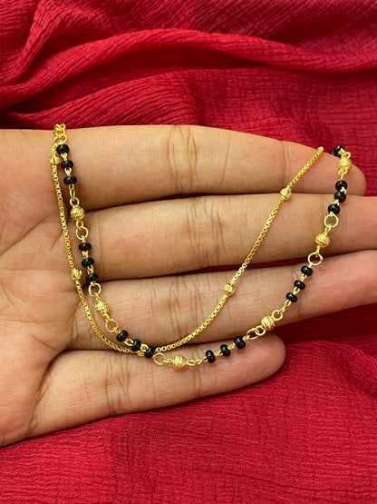 92.5 Silver Gold Plated Classy Black Bead Bracelet for Women 7.5 Inches | Stylish Elegant Design | Traditional Jewellery