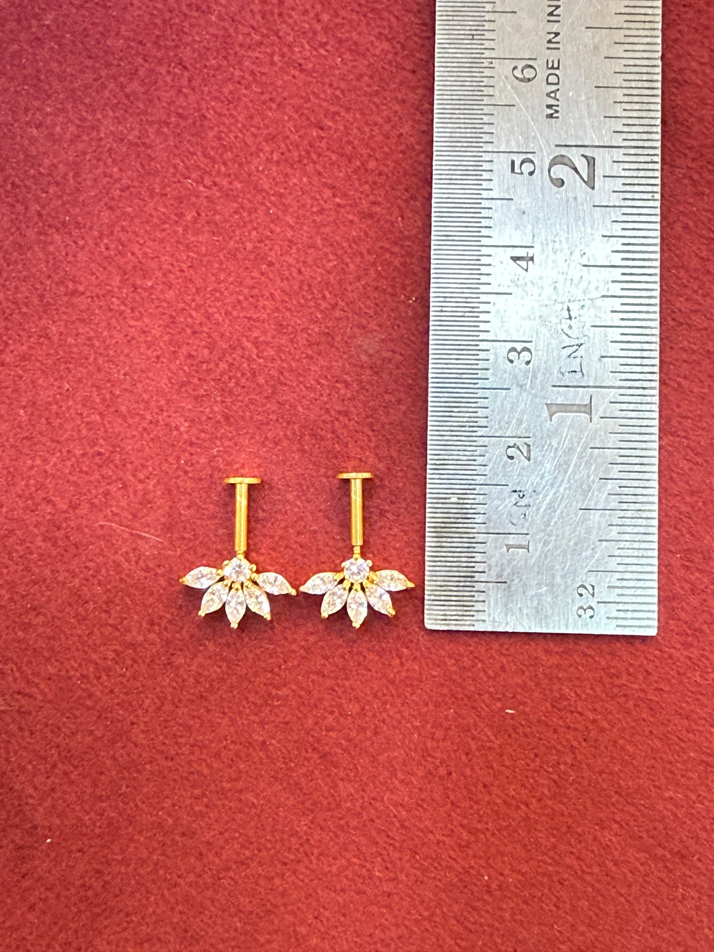 92.5 Silver Gold Plated Half Flower Bugadi Pair | Minimal Floral Elegant Design | Jewellery