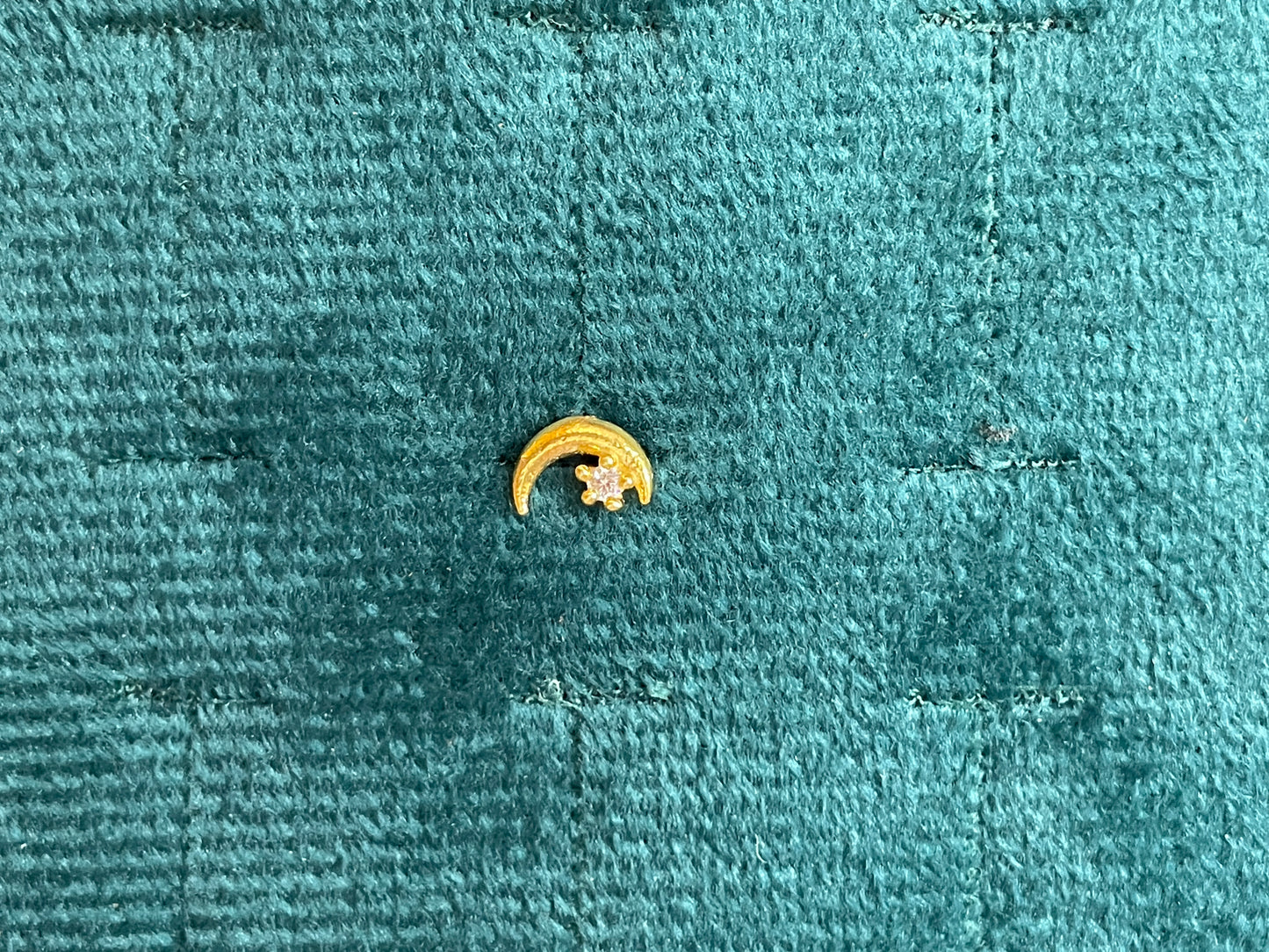 92.5 Silver Gold Plated Moon Second Studs | Stylish Celestial Design | Elegant Jewellery