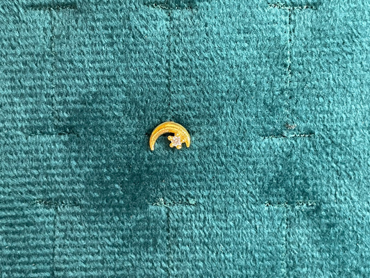 92.5 Silver Gold Plated Moon Second Studs | Stylish Celestial Design | Elegant Jewellery
