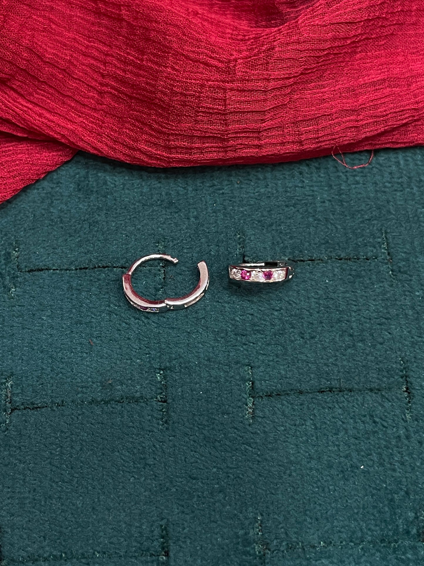 925 Silver Pink and White Hoops