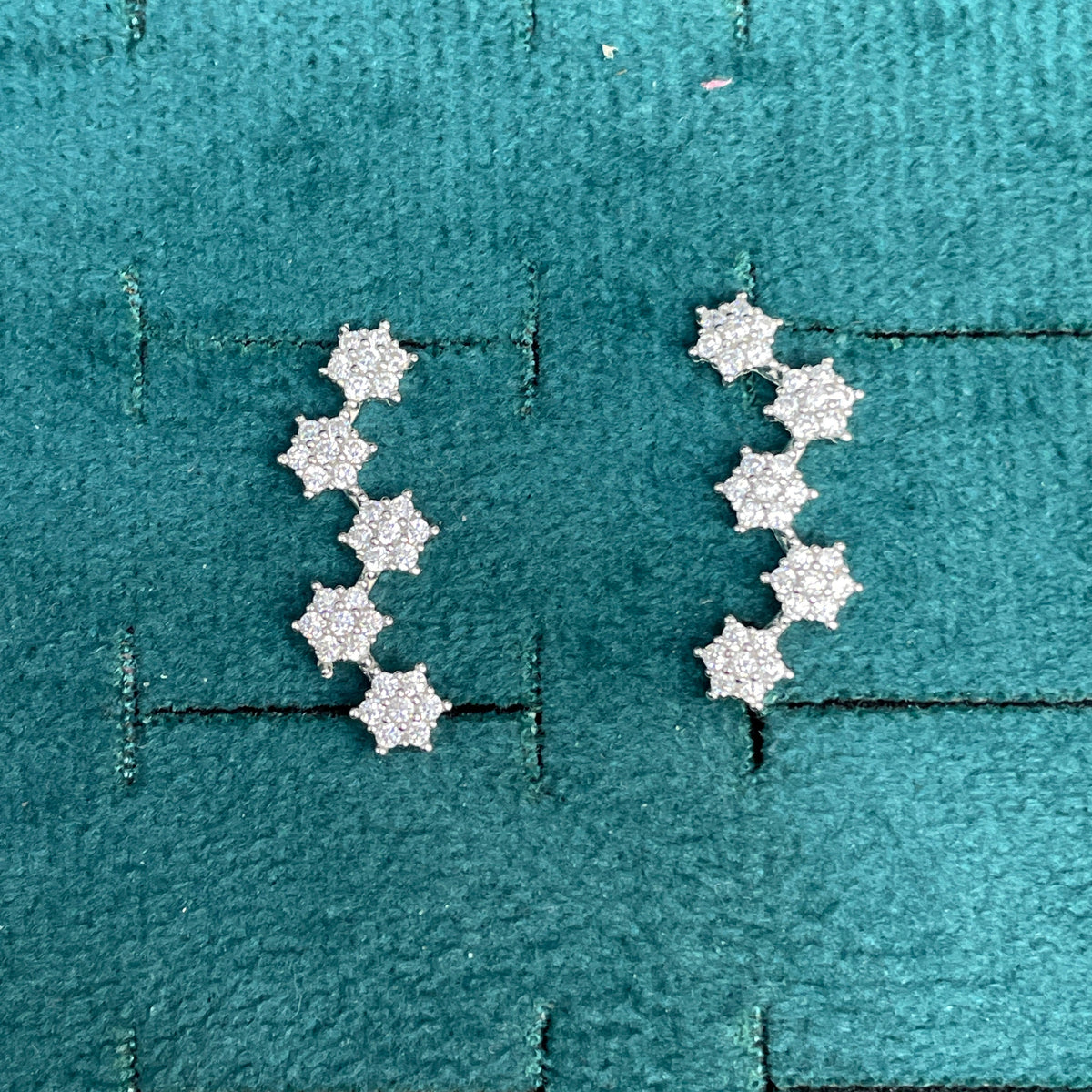 92.5 silver stylish flower earcuffs pair