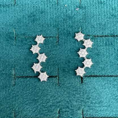 92.5 silver stylish flower earcuffs pair