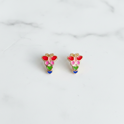 92.5 Sterling Silver Multicolour Enamel Butterfly Huggie Hoop Earrings for Kids