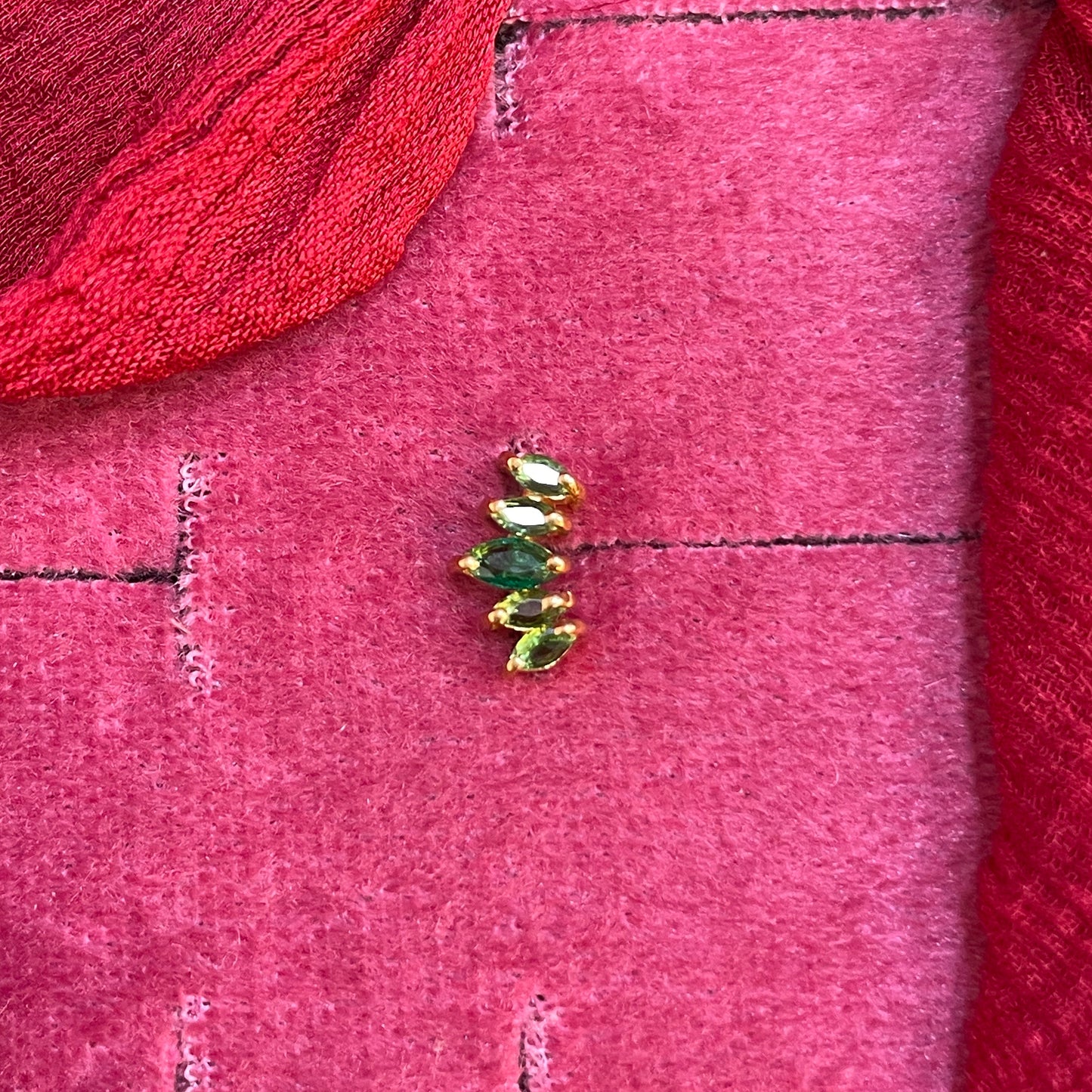 925 Silver Gold Plated 5 Leaf Green Studs