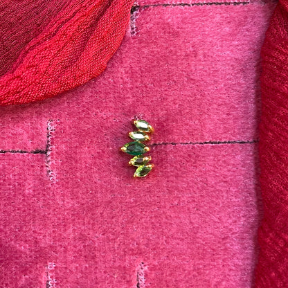 925 Silver Gold Plated 5 Leaf Green Studs
