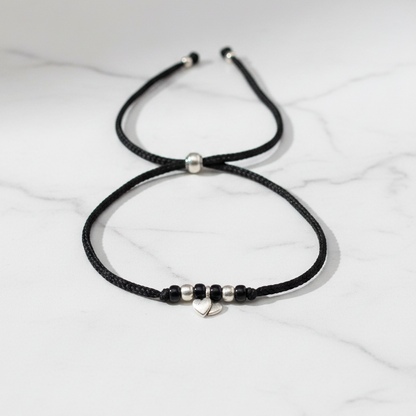 92.5 Silver Thread Anklet with Double Heart Charm - single pc