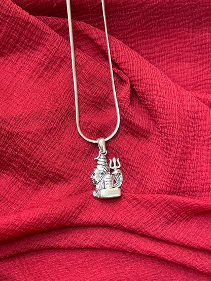 92.5 Silver Shiva Pendant for Men & Women | Mahadev Sacred Design | Temple Jewellery
