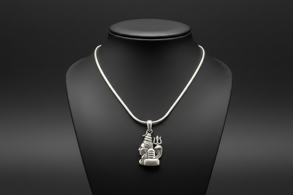 92.5 Silver Shiva Pendant for Men & Women | Mahadev Sacred Design | Temple Jewellery
