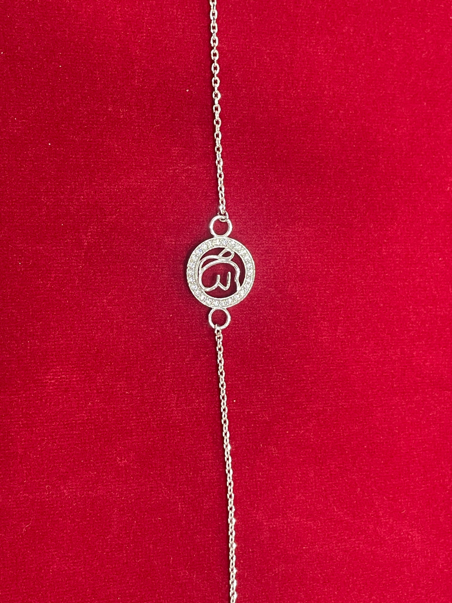 925 Sterling Silver Ik Onkar Rakhi | Stone-Studded Chain Rakhi for Raksha Bandhan