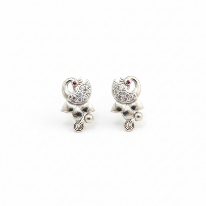 92.5 Silver Peacock Drop Earrings