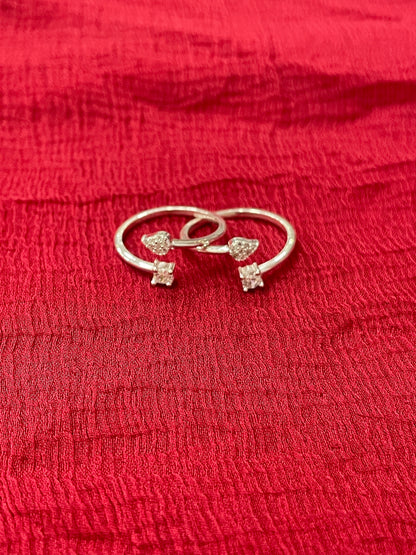 92.5 Silver White Stone Toe Rings | Classic Elegant Design | Jewellery