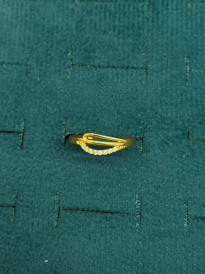92.5 Silver Gold Plated White CZ Loop Ring for Women