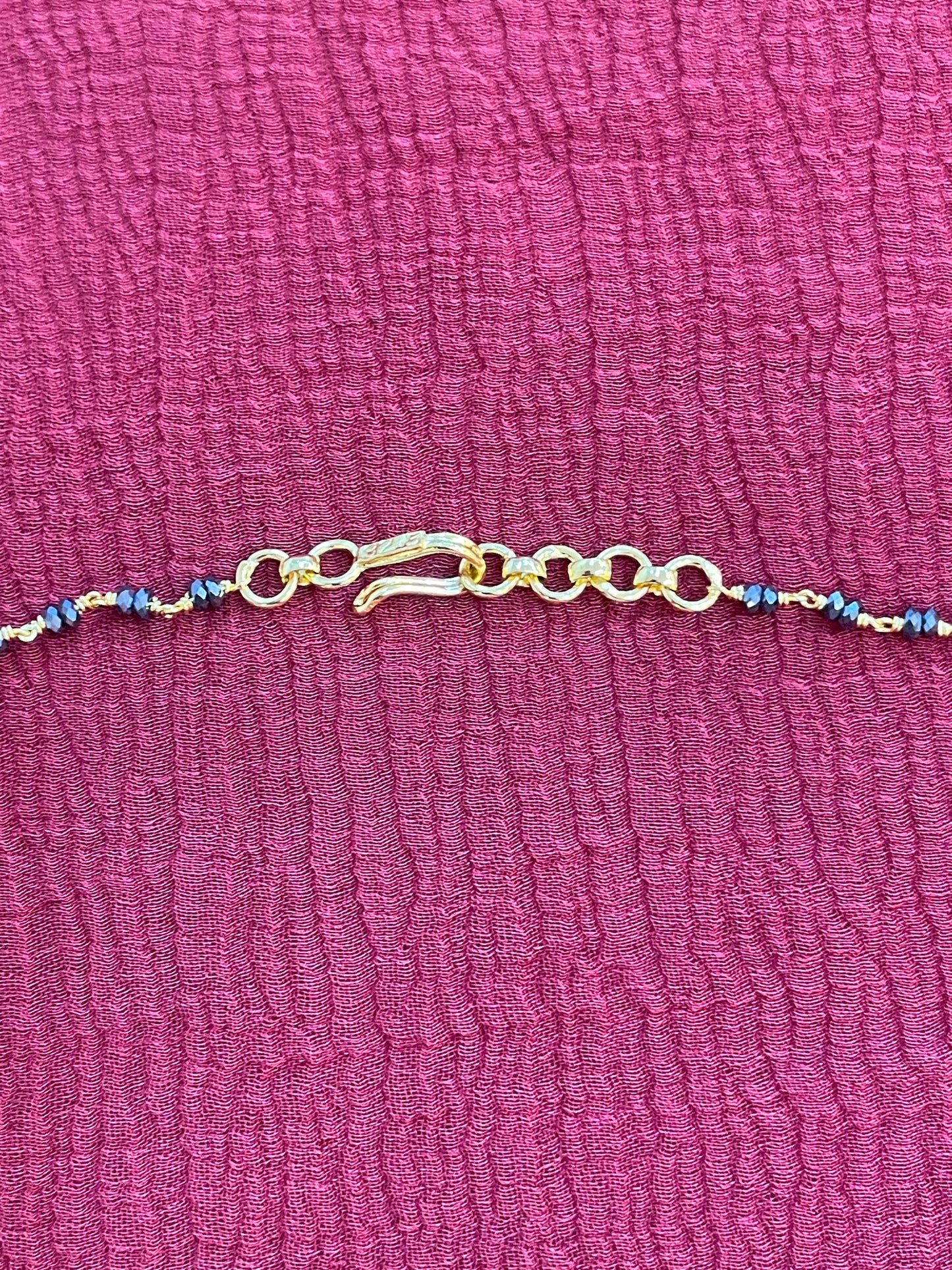 925 Silver Gold Plated Double Beaded Black Diamond Chain