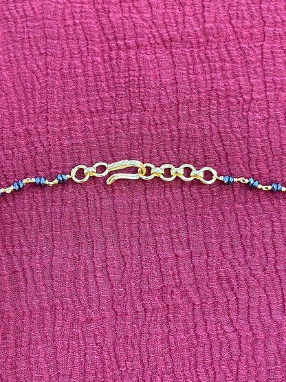 925 Silver Gold Plated Double Beaded Black Diamond Chain