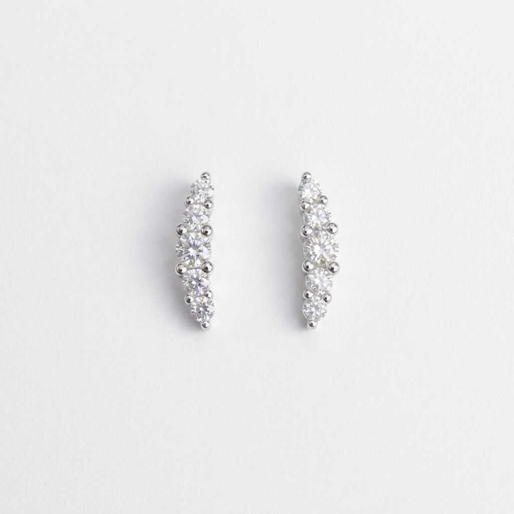 92.5 Silver Clear Stone Curve Studs Pair