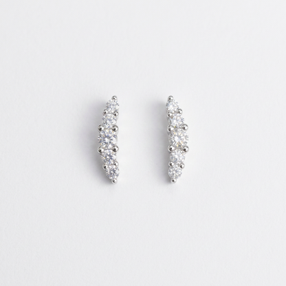 92.5 Silver Clear Stone Curve Studs Pair