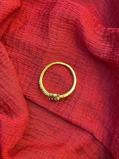Gold Plated Silver Green Stone Classy Ring