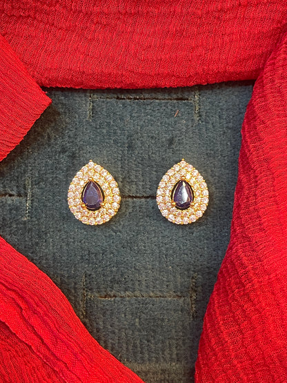 92.5 silver gold plated stylish blue stone drop earrings