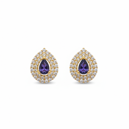 92.5 silver gold plated stylish blue stone drop earrings