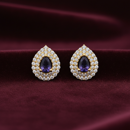 92.5 silver gold plated stylish blue stone drop earrings