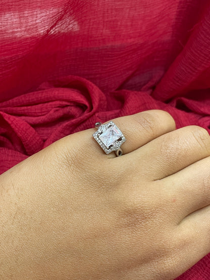 92.5 Silver White Stone Ring for Women Size 10 | Stylish Elegant Design | Everyday Jewellery