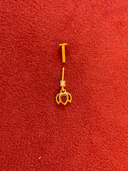 92.5 Silver Gold Plated Pink Lotus Bugadi Pair | Traditional Elegant Design | Jewellery