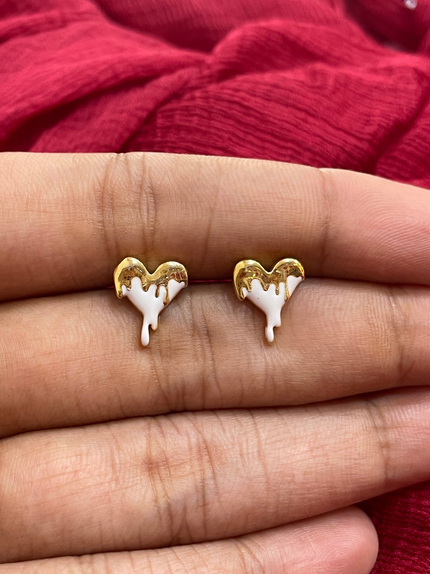 92.5 Silver Gold Plated Heart Earrings for Women | Stylish Romantic Design | Elegant Jewellery
